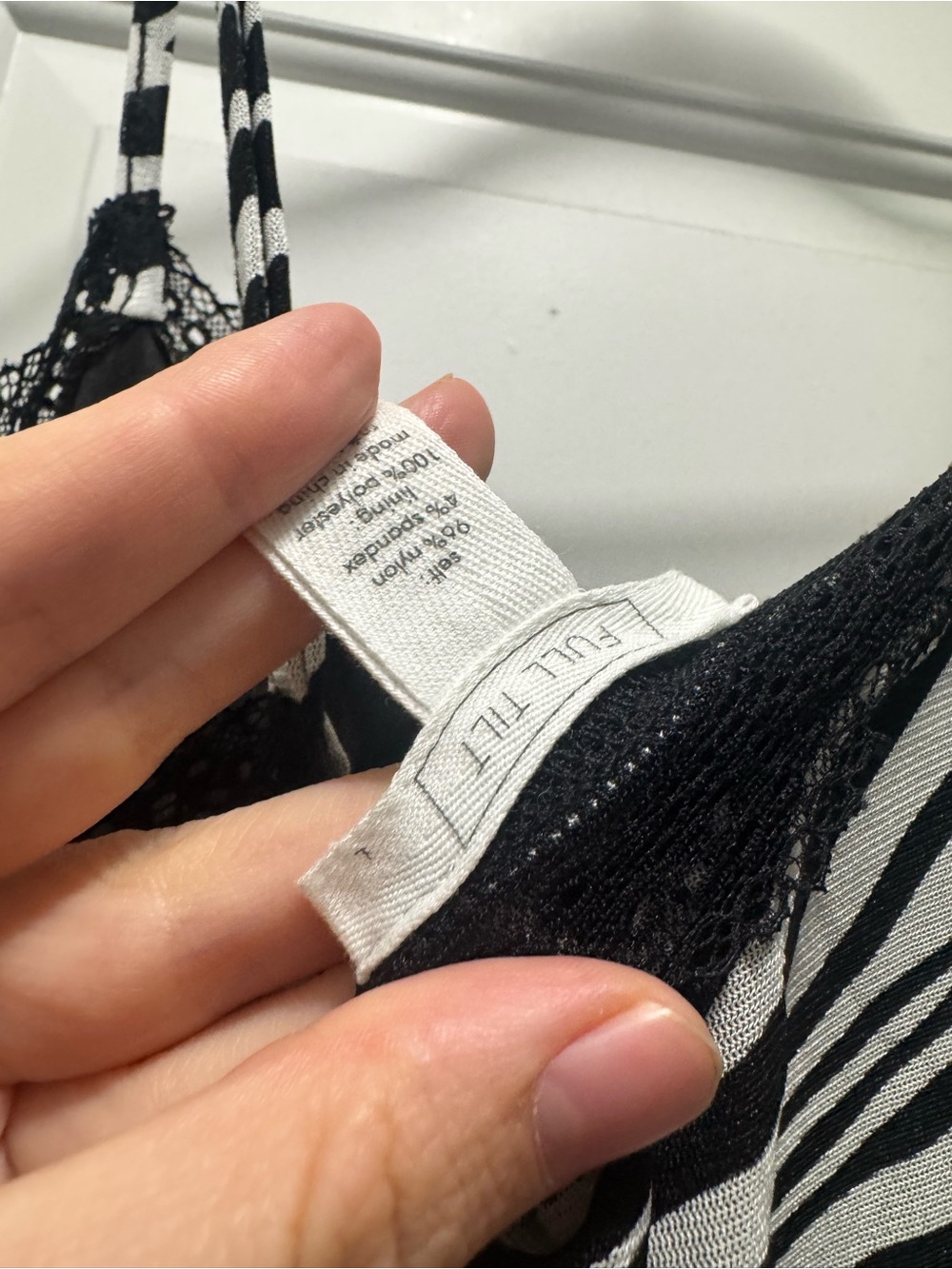 Full Tilt Black & White Lace Bralette with Striped Detail